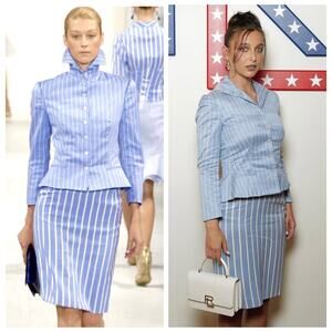 Ralph Lauren Collection Runway Spring 2006 Blue Stripe Silk Fitted Jacket Blazer
